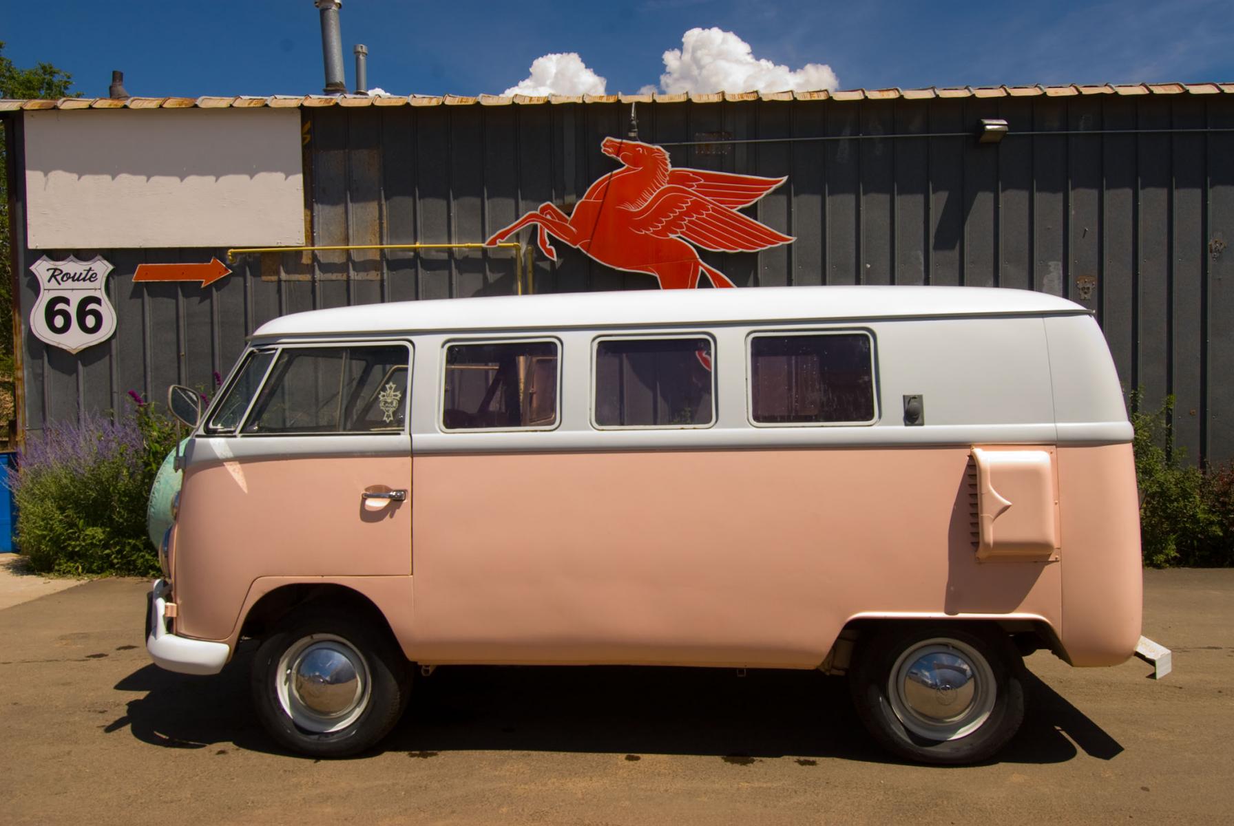 My Pink VW bus and RT 66 Towing